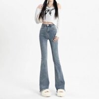 Quần Bò Nữ Ống Loe, Quần Jeans Nữ Ống Loe Chất Cực Đẹp Tua Rua Gấu TL52