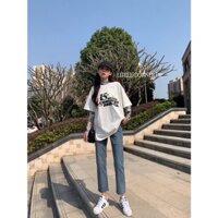 Quần bò nữ rách đùi - Quần slim baggy jean xanh đá lưng cao có BIGSIZE quảng châu kèm ảnh thật hàng sẵn