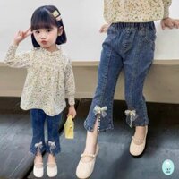 Quần bò ống loe đính ngọc cho bé gái xinh