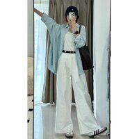 Quần Bò Ống Rộng Màu Trắng Quần Âu Ống Đứng Dáng Suông Rộng Cạp Cao Mẫu Mỏng Mùa Hè Cho Nữ