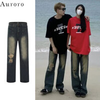 Quần bò rách gối đồ đôi thời trang quần jean ống rộng nam street style quần jean nam đen rách gối cao cấp quần hiphop nam