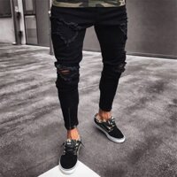 Quần bò rách, quần bò rách khoá gấu, quần jeans rách