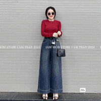 Quần bò suông ống rộng gấu to cạp cao siêu hot