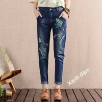 Quần bò thêu công