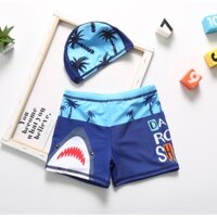 Quần Bơi Cicini Cao Cấp Kèm Mũ Hoạ Tiết Cá Mập Dành Cho Bé Trai Mã C32