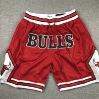 Quần bóng Chicago BULLS Chicago BULLS bóng rổ túi quần short có khóa kéo dày thêu Hai Lớp Nam Giới thêu