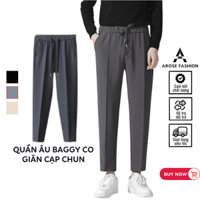 Quần cạp chun nam Hàn quốc ống côn, quần âu baggy nam co giãn vải cotton QUZ