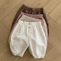 Quần Capri cotton đơn giản cho trẻ sơ sinh Hàn Quốc, thoải mái và đa năng cho mùa hè