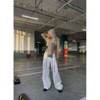 Quần cargo ống rộng trắng