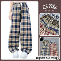 Quần Caro Bigsize Nữ, Dáng Quần Kẻ Caro Suông Form Rộng Lưng Chun Cho Chubby 50-92kg Q538