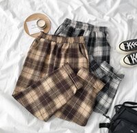 Quần caro nam nữ unisex plaid pant - TRẮNG ĐEN,S