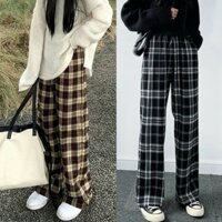 QUẦN CARO ỐNG RỘNG DÀNH CHO NAM NỮ VẢI DẠ NHUNG DÀY DẶN CÁ TÍNH THỜI TRANG