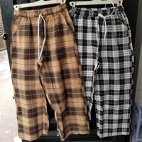 quần caro ống rộng dành cho nam - sọc trắng đen - XL