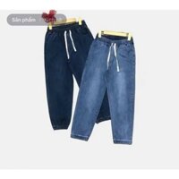 Quần Chín Tấc Baggy Jean Nữ Ống Ôm Lưng Thun Chất Vải Xịn Mặc Thoải Mái Vận Động