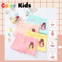 Quần chip đùi bé gái, quần lót cạp cao cho bé từ 2-11 tuổi. Combo 4 chiếc in hình ngộ nghĩnh, co giãn 4 chiều.