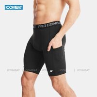 Quần combat bóng rổ GYM ngắn có túi - Quần giữ nhiệt nam ngắn có túi chạy bộ, tập gym PRO COMBAT