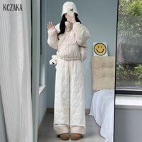 Quần Cotton lông cừu cực Quần giữ ấm chống gió cho nữ Quần lót lông cừu dày thẳng ống rộng