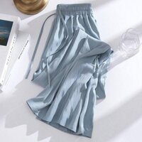 Quần Crinkle Ice Silk Palazzo dành cho nữ Quần eo cao không dây Breezy & Iron-free Quần thường ngày khô nhanh