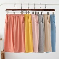 Quần Crop Quần Short Pyjama Quần Nữ Rời Mỏng Crop Quần Rộng Quần Nhà Cotton Plus Béo Plus Kích Thước Quần Điều Hòa Tại Nhà