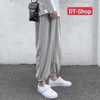 Quần cull nỉ mặc 2 kiểu bo chân dây rút siêu hot, quần ống xuông, quần ống rộng nam nữ mặc đẹp - Xám-Qni Trơn Dây Rút,L<60kg
