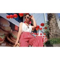 Quần Culottes Đỏ Kẻ Sọc Trắng cá tính
