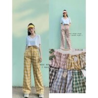 Quần Culottes Nữ Kẻ Caro , Quần Suông Nữ Cạp Cao Ống Rộng Dáng Dài Nhiều Màu C008