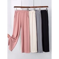 Quần Culottes Nữ Len Tăm Ống Rộng Cạp Chun Dây Rút 3 Màu C016