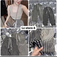 Quần Dạ Baggy Họa Tiết Kẻ Thời Trang - Chất Dạ Nhung