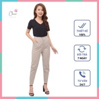 Quần dạ baggy nữ cạp cao khóa trước, chun sau lưng - mặc ấm, vải dạ dày mềm mịn- Charm Fashion