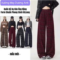 Quần Dạ Kẻ Caro Ống Rộng Nữ Chất Liệu Dày Dặn Mặc Cho Mua thu Đông