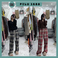 Quần dạ kẻ dáng suông dày dặn from chuẩn .Quần suông dạ kẻ caro lót lông ,lót bông bên trong quần tránh rét cho mùa đông