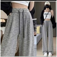 Quần Dạ Kim Tuyến Ống Rộng Dáng Suông Binos Fashion Nữ Cạp Chun Lưng Cao Có Dây Rút Mẫu Mới Nhất  Năm 2025