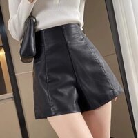 Quần da nữ quần short da cạp liền lưng cao ôm dáng