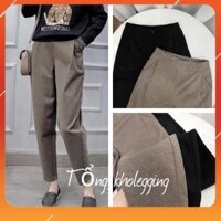 Quần Dạ Tăm hai ly Dày Dặn Lưng Chun Sau Giữ Nhiệt Tốt Dáng Dài Ống Đứng Màu Sắc Đen Nâu