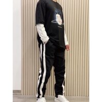 Quần dài 2 sọc vải kaki dày đẹp phối zip