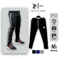 Quần dài 3 sọc nam tập gym DO GYM SHOP logo thêu thun poly co giãn 4 chiều