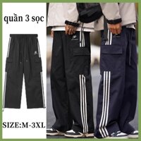 Quần Dài  3 sọc Quần Túi Hộp vintage thời trang baggy phong cách hàn quốc Đơn giản quần nỉ