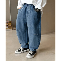 Quần dài bé trai size đại 50kg Magickids quần jean bò trẻ em dáng baggy phong cách Hàn Quốc Quần áo trẻ em QD24010