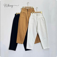 Quần dài bigsize nữ dáng baggy cạp cao chất jeans mềm mịn không co giãn phong cách trẻ trung - J8