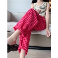 Quần dài caro nữ siêu xinh phom Baggy thời trang GEMGEM STORE chất đũi cotton, quần dài caro nữ baggy Hàn quốc