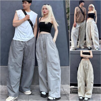 Quần Dài Chất Gió Nhăn Parachute Pants Harem Quần Ống Rộng Dáng Thụng Nam Nữ Unisex