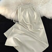 Quần dài dáng nam rộng màu trơn phối dây rút thời Trang Hàn quốc cho Và nữ quần ống rộng trắng quần thể thao ống rộng nam