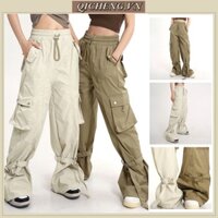 Quần Dài Dáng Rộng Phối Túi Lớn quần túi hộp nữ Màu Trơn Đơn Giản quần túi hộp nam Phong Cách Retro Hàn Quốc cargo pants