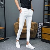 Quần dài đến mắt cá chân Nam Slim fit Phù hợp với Quần Nhỏ Quần 9 điểm Mùa Hè Thường Ngày Phù Hợp Với Quần Trắng Nam Phiên Bản Hàn Quốc Hợp Thời Trang 25.3.14