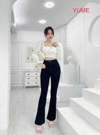 Quần dài jean Bass lưng cao có size 26-40. Vải dày và co giãn. YUME JEAN BIGSIZE - Màu xanh đậm BA1 - 28