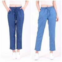 Quần dài jean giấy nữ  đẹp lưng cao cạp chun trơn hàng hiệu cao cấp. - Shop4