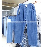 Quần dài jean nữ, quần baggy jean nữ ống ôm nhẹ lưng thun co giãn