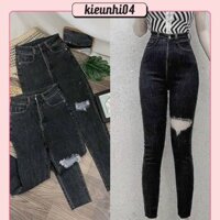 QUẦN DÀI JEAN RÁCH 1 BÊN GỐI FOM SIÊU CAO