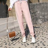 Quần dài Jogger thể thao nữ tập Gym 2 Sọc - Hồng - XXL