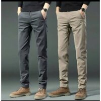 Quần dài kaki âu nam chất cotton dày mịn mặc mát co giãn nhẹ dày dặn